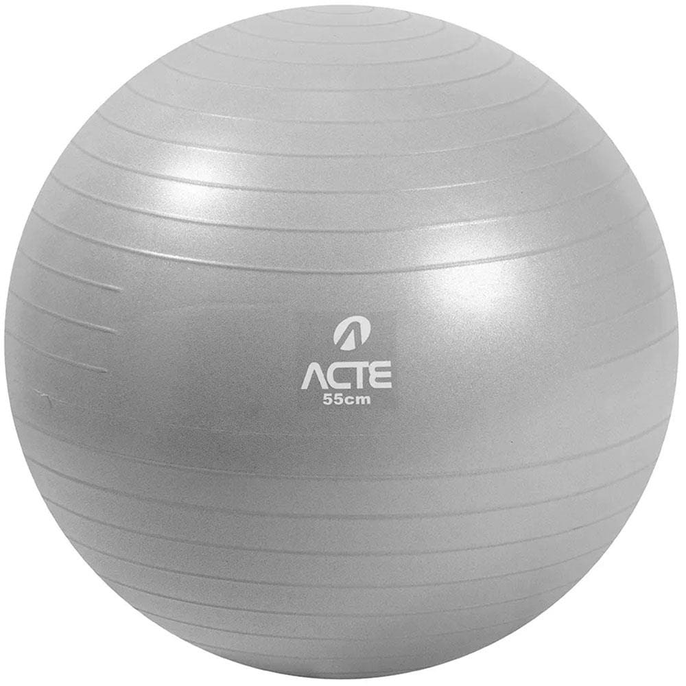 Bola de Ginástica com Bomba de Ar Acte Sports Gym Ball 55cm - Cinza