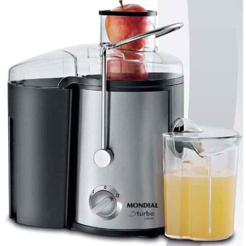 imagem-Centrífuga Mondial Turbo Juicer CF-06 Jarra com Capacidade para 480 ml - Preto/Inox - 110V