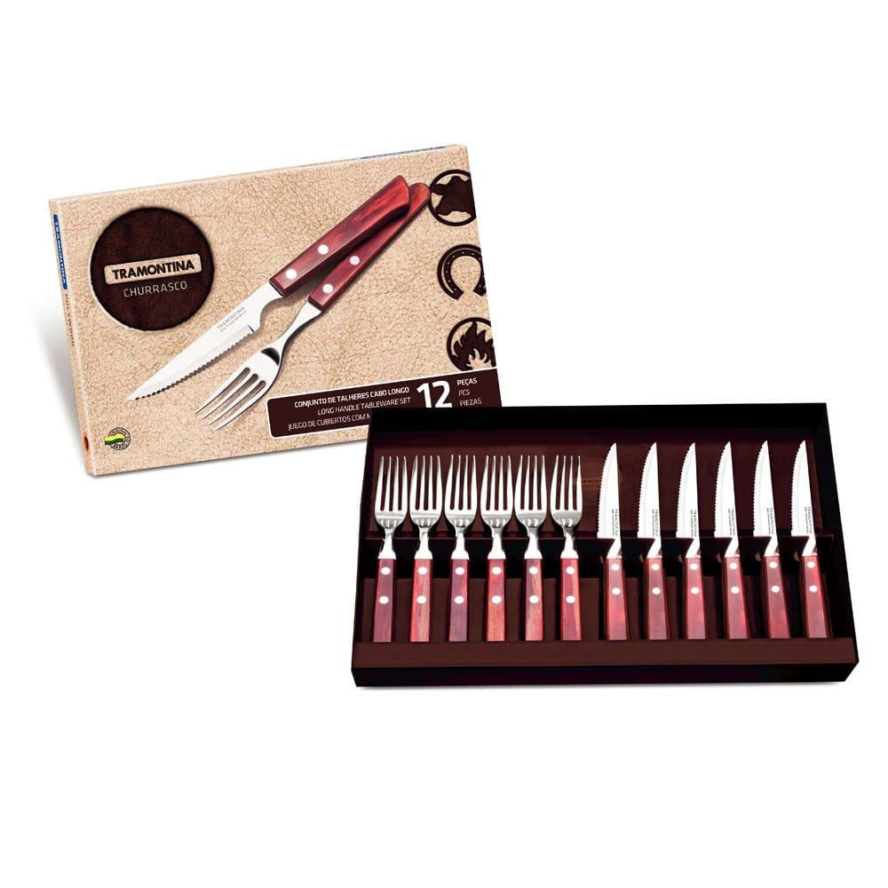 Conjunto para Churrasco Tramontina em Polywood e Inox Vermelho - 12 Peças