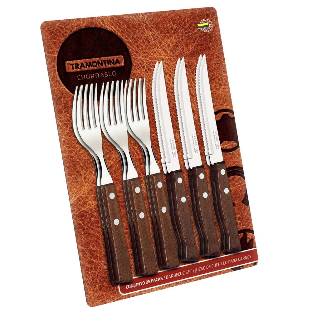 Conjunto para Churrasco Tramontina em Madeira e Inox - 12 Peças
