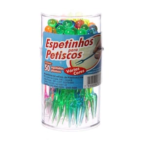 Espeto de Acrílico para Petisco Coloridos com 50 unidades Plastilânia