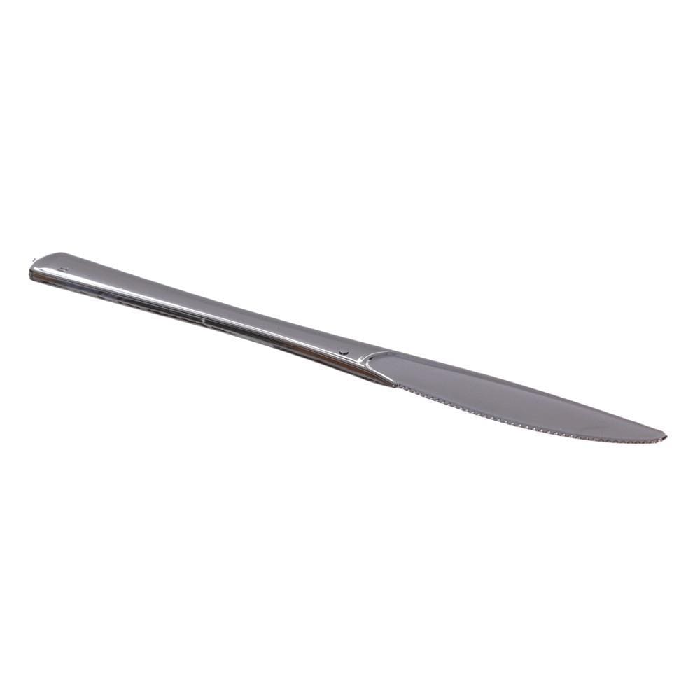 Faca de Plástico Descartável de Luxo Prata com 10 Unidades Silver Plastic