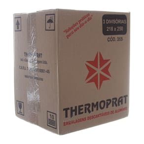 Marmitex de Alumínio com Capacidade de 900ml 3 Divisão com Tampa de Cartão Aluminizado Caixa com 100 Unidades Thermoprat
