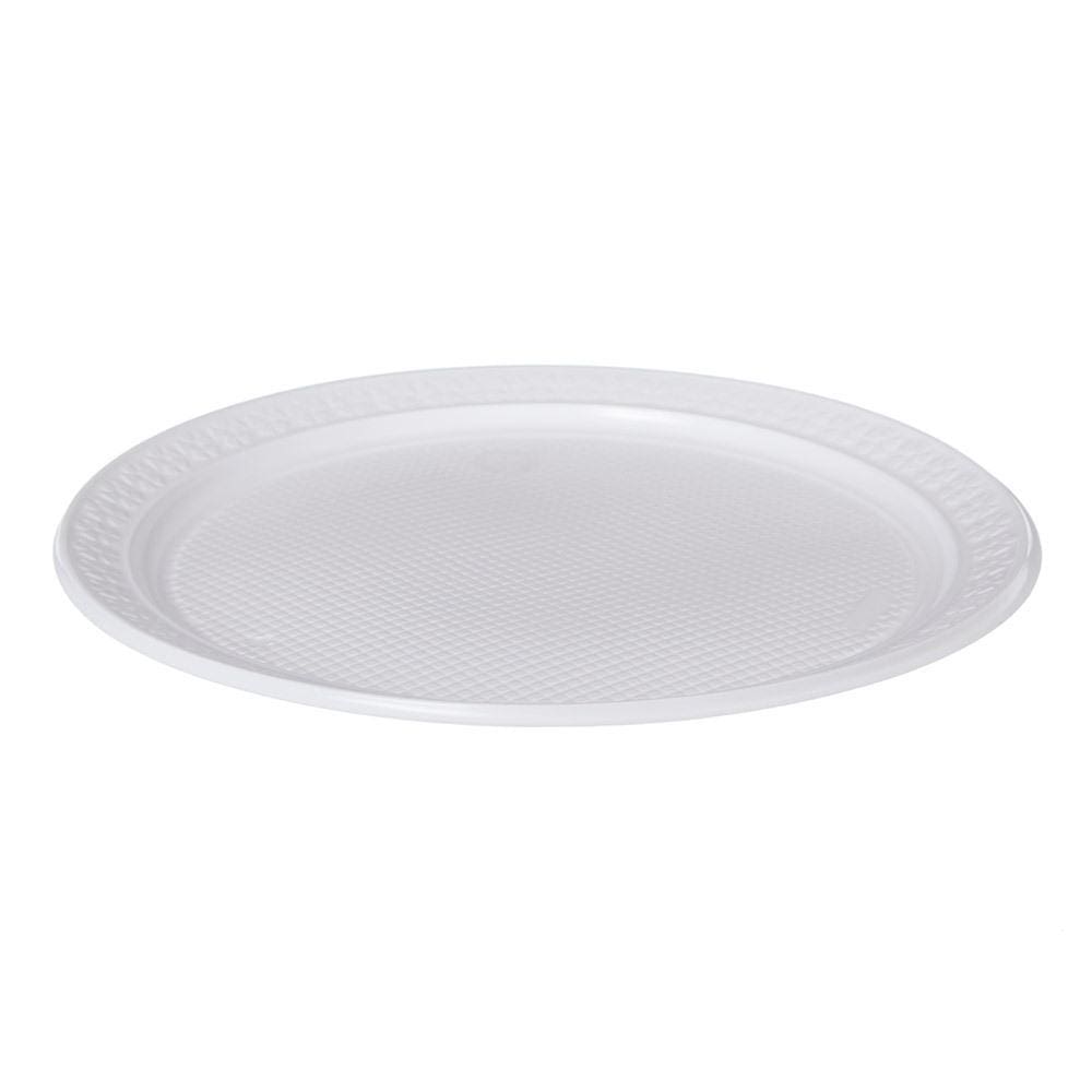Prato de Plástico Descartável Branco Ø 26cm Raso com 10 Unidades Kerocopo