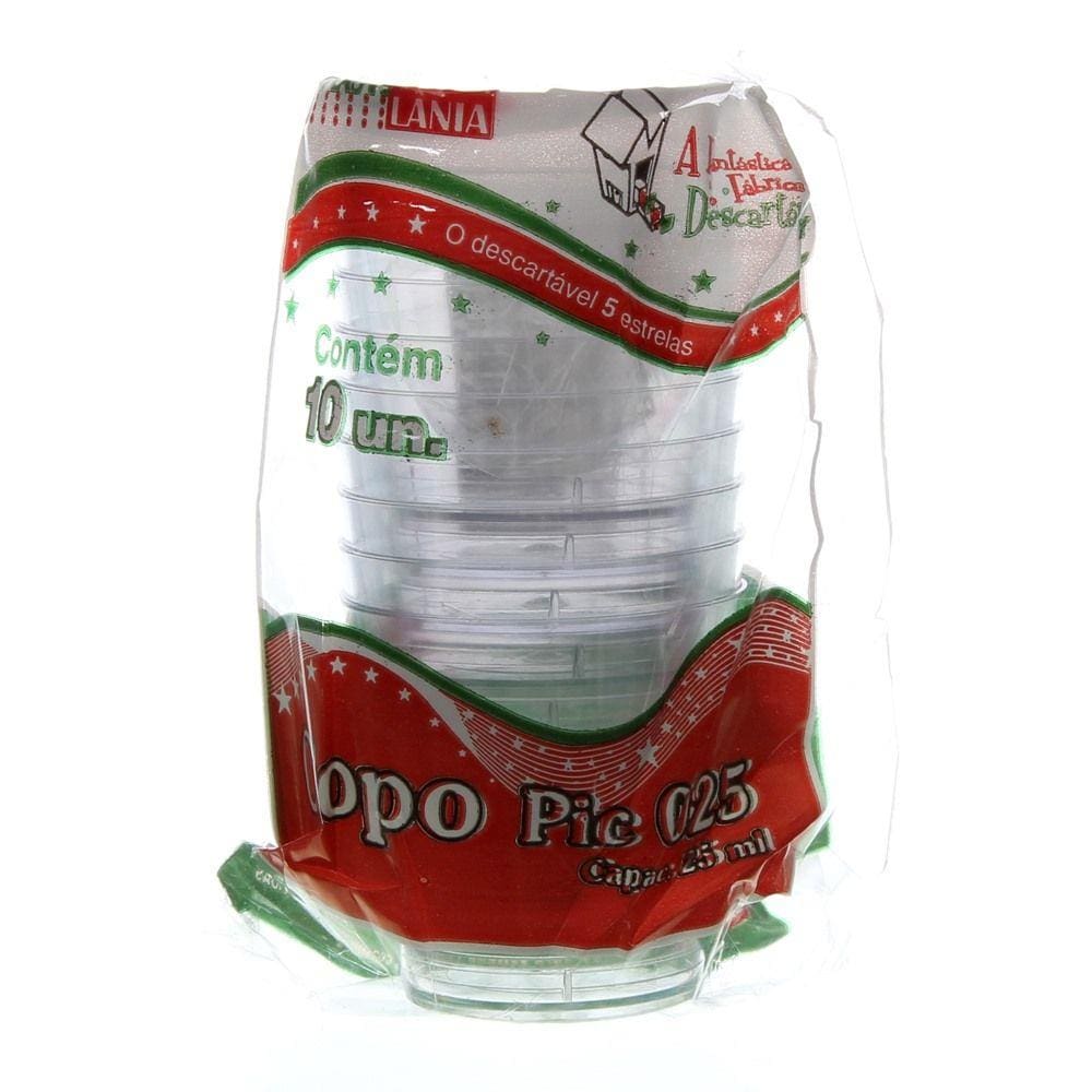 Copo de Acrílico Pic 25ml com 10 Unidades Plastilânia