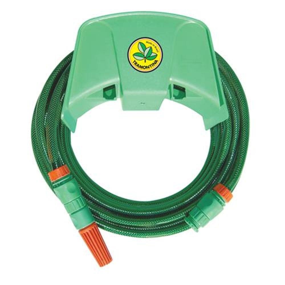 Mangueira flex para jardim de 1/2", com 15 metros, acompanha jogo de engate rápido com esguicho e suporte plástico - TRAMONTINA