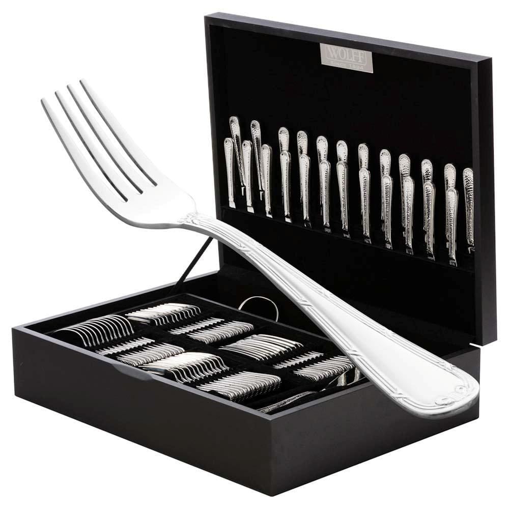 Faqueiro Wolff Croise Inox 77004 com Estojo de Madeira - 102 peças