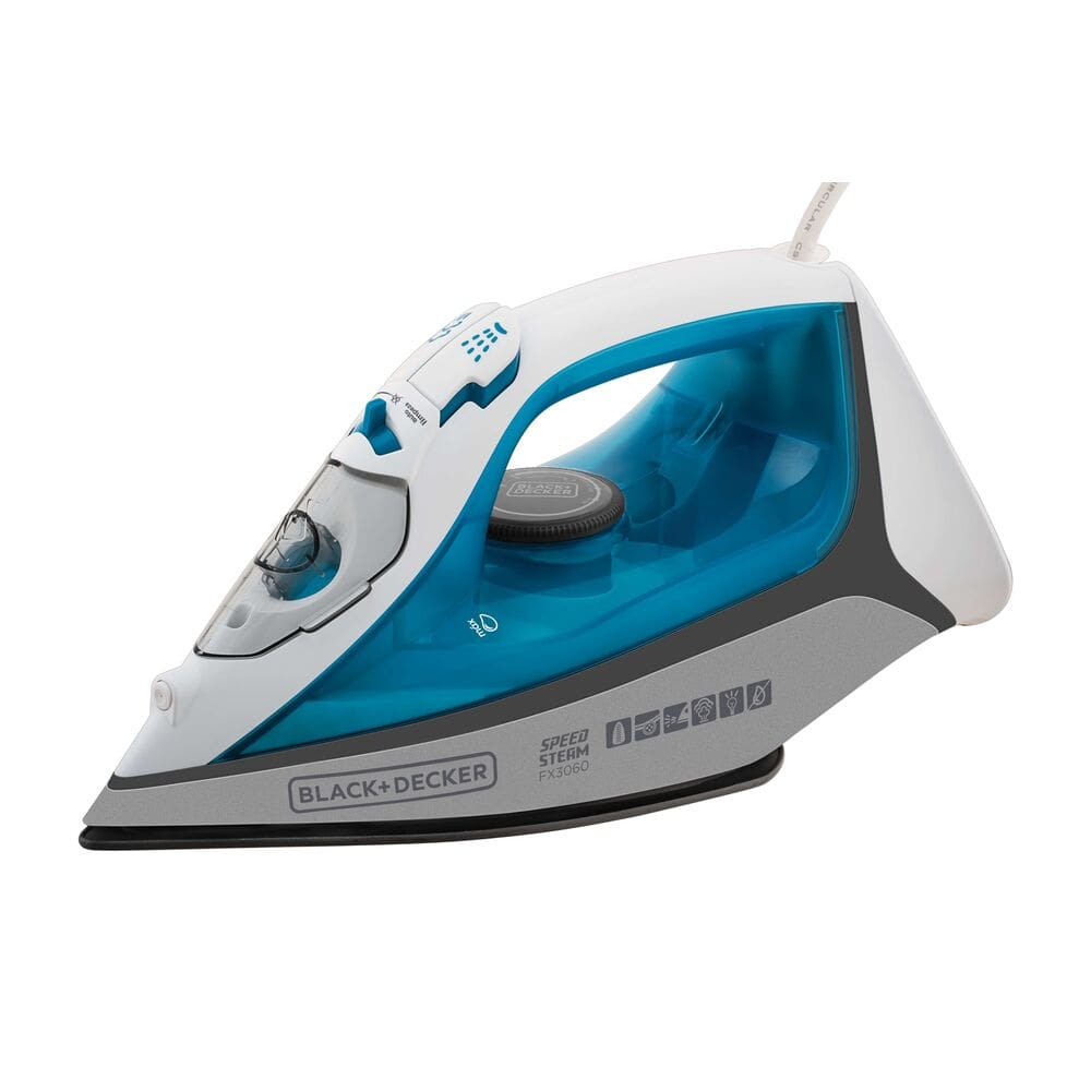 Ferro de Passar a Vapor Black Decker FX3060 com Base Antiaderente - Azul e Branco - 220V
