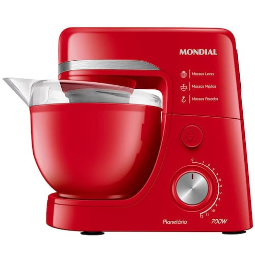 Batedeira Planetária Mondial BP-03 com 12 Velocidades e 700W - Vermelha é boa?
