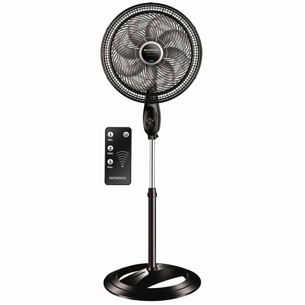Ventilador de Coluna 40cm Mondial VTX-40C-8P-CR 8 Pás Controle Remoto 3 Velocidades Preto