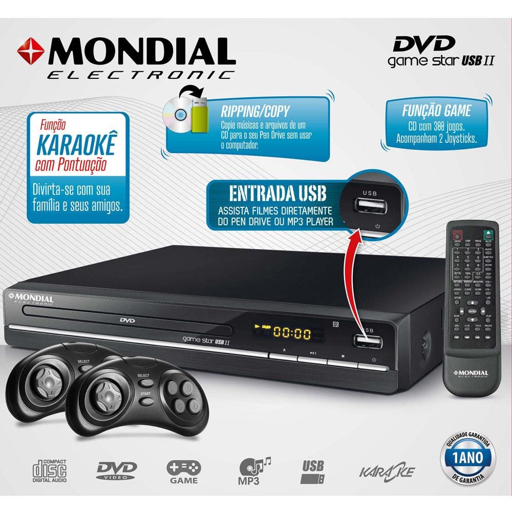 DVD Player Mondial Game Star II | Casas Bahia