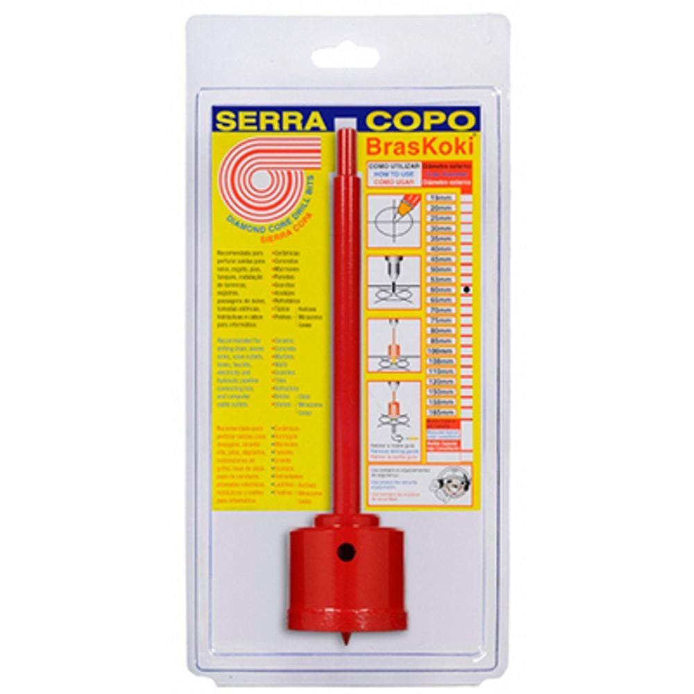 Serra-copo diamantada de 60mm com haste de 3/8" - Braskoki