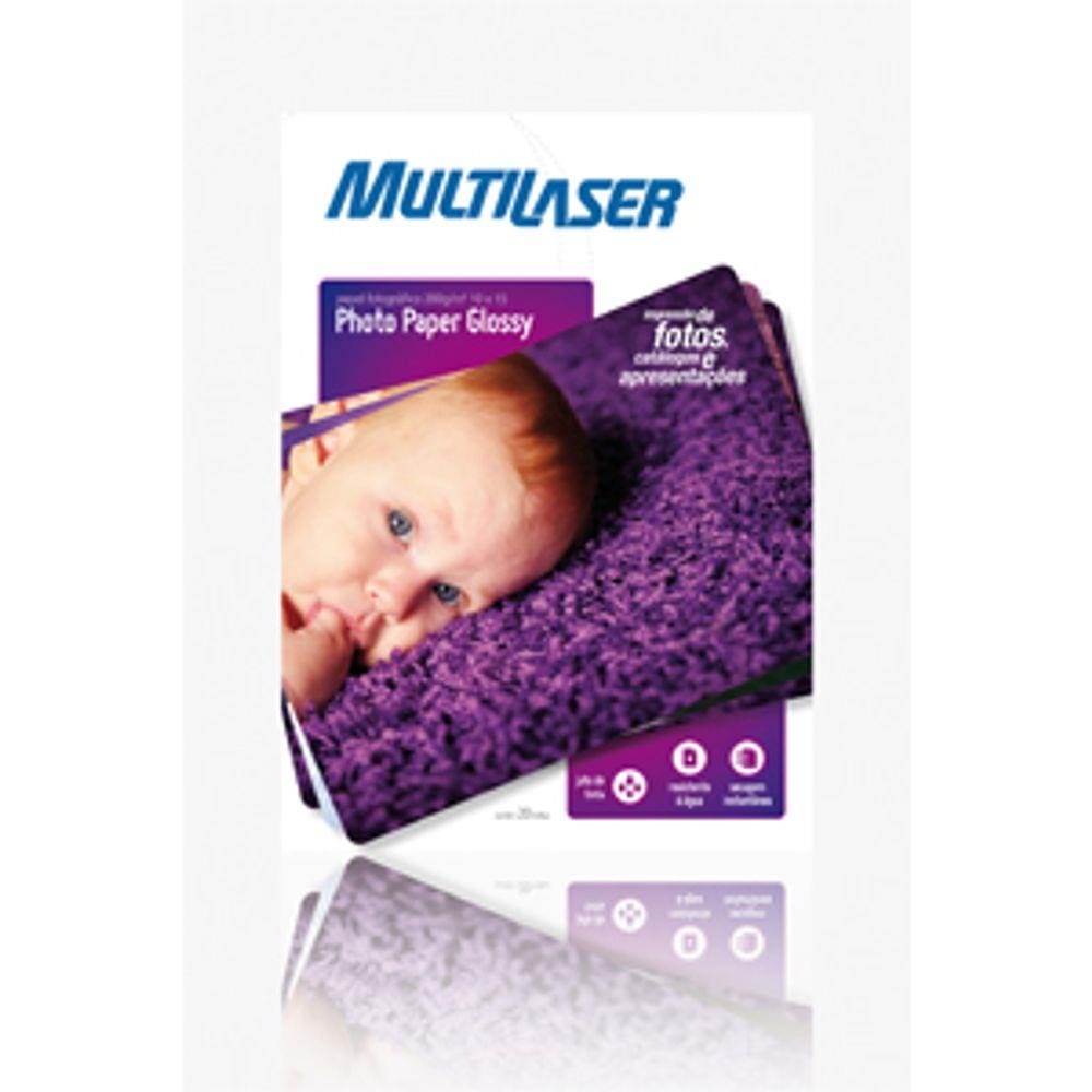 Papel Glossy Foto 10X15 200g 20 Folhas PE010 - Multilaser