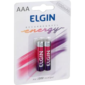 Pilha Recarregável Palito AAA Energy 1000 Mah - Elgin