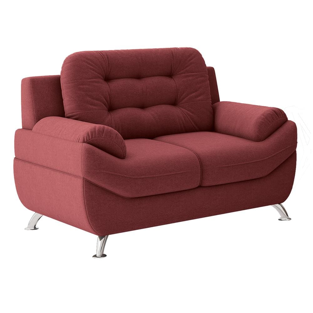 Sofá 2 Lugares Linoforte Mercury Revestido em Tecido Suede - 150cm de largura - Vermelho Carmim