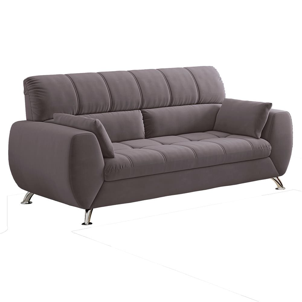 Sofá de 3 Lugares Linoforte Bélgica com 204 cm de Largura e Revestido em Tecido Suede