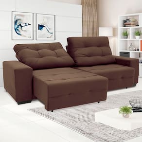 Sofá 4 Lugares Linoforte Bonno Retrátil e Reclinável Revestido em Tecido Suede - 230cm de Largura