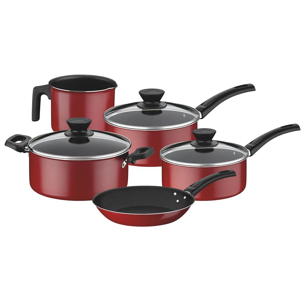 Conjunto de Panelas Tramontina Coimbra com Revestimento Antiaderente Interno Starflon Max Vermelho – 5 Peças