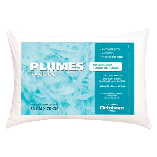 Travesseiro Ortobom Plumes em Fibra Siliconada Percal 200 Fios 50 x 70 cm - Branco é boa?