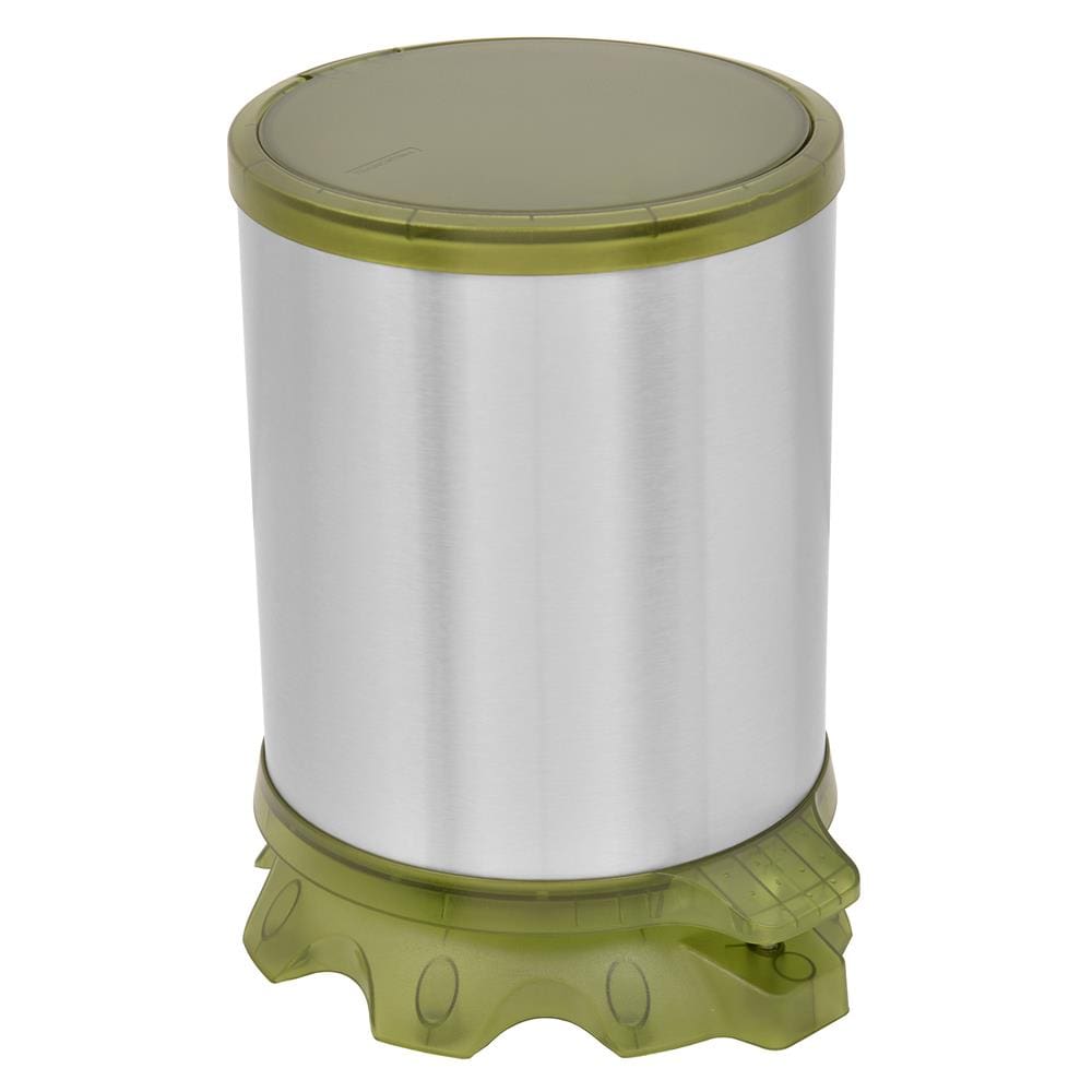 Lixeira Tramontina com Pedal Sofie em Aço Inox e Plástico Inox/Verde – 5 L