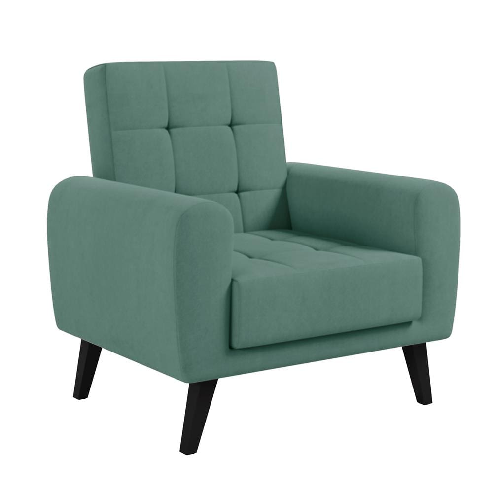 Poltrona Matrix Cora em Veludo Plush e Pés Palito