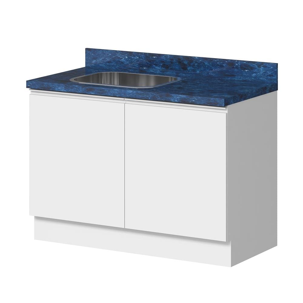 Balcão Itatiaia BBB20 com 2 Portas e Pia - Branco/Azul