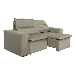 Sofá 3 Lugares Luizzi Montana com 204 cm de Largura, Retrátil e Reclinável, Revestido em Suede Veludo