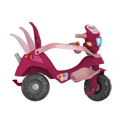 Triciclo Infantil com Capota - Passeio e Pedal - Rosa - Bandeirante