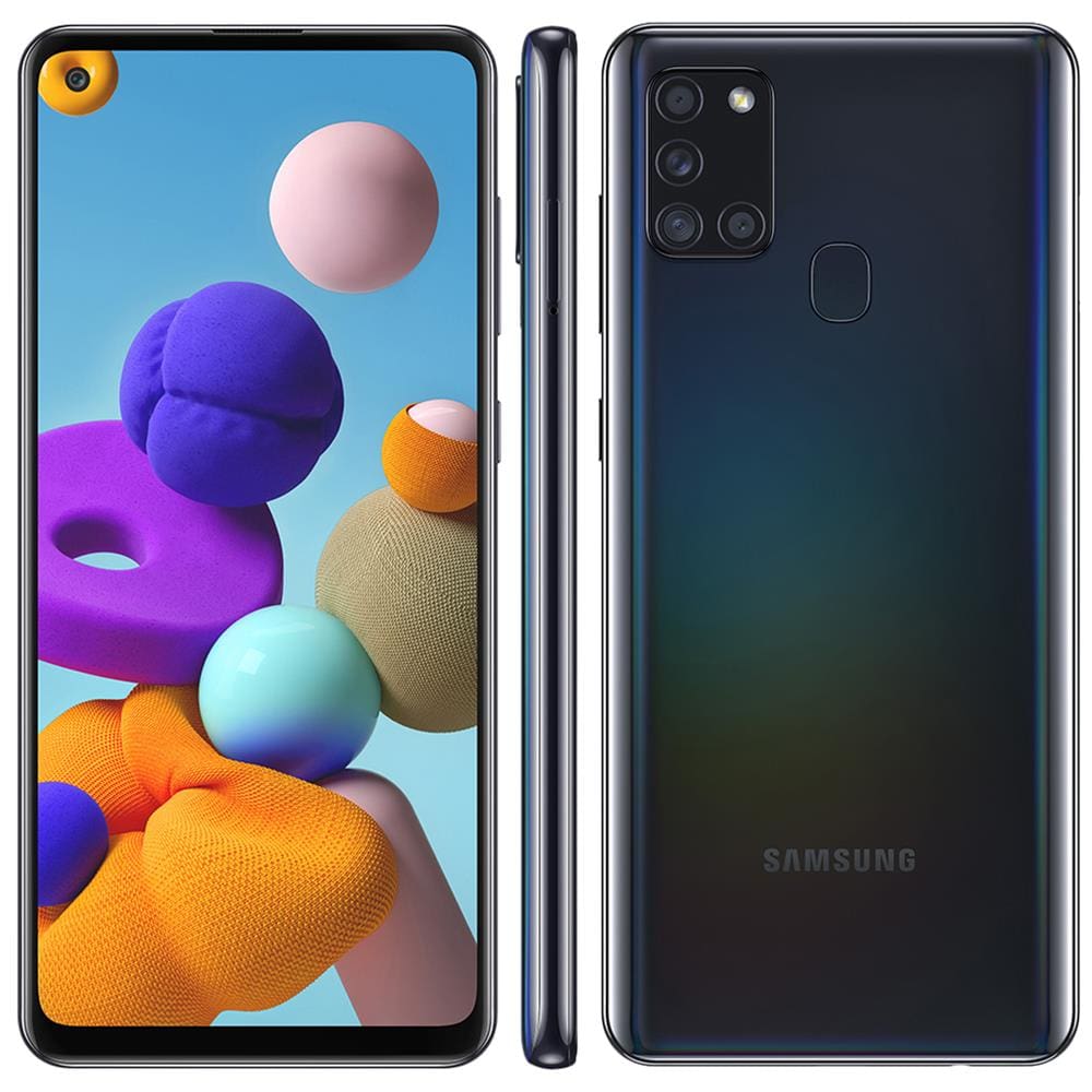 Smartphone Samsung Galaxy A21s Preto 64GB, Câmera Quádrupla,Tela Infinita  de 6.5\