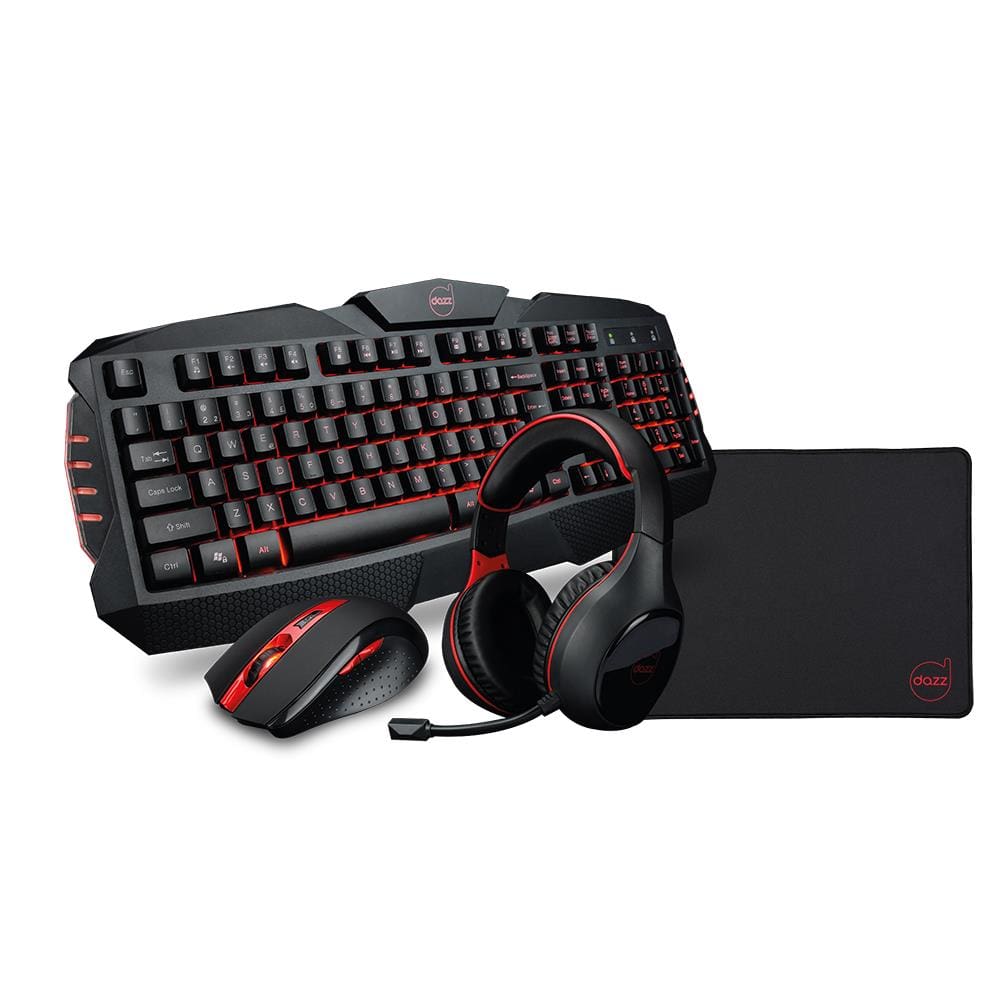 Combo Teclado Mouse Headset e Mousepad Gamer Dazz Arsenal 4 em 1 - 625237