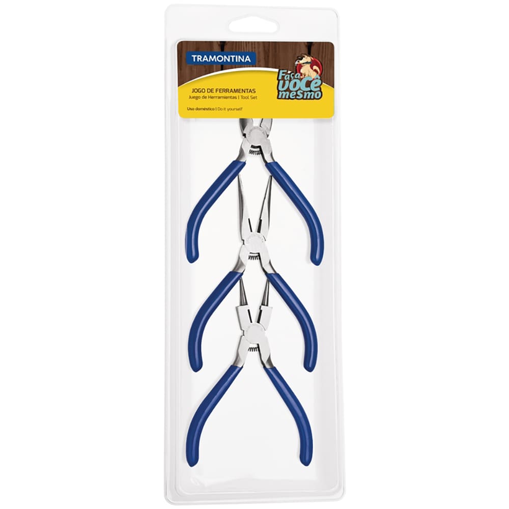 Jogo Alicates Tramontina 3 Peças com Formato Ergonômico