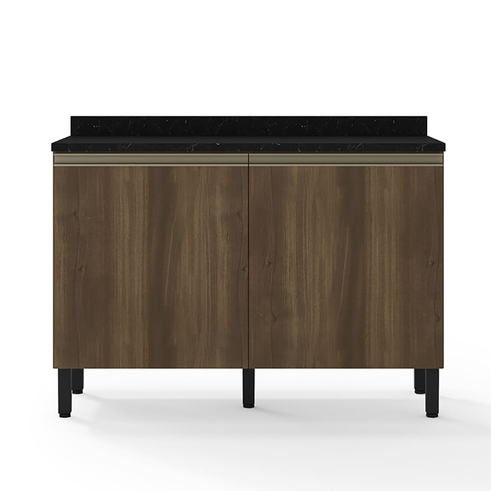 Balcão Duplo Bartira Jaspe com 2 Portas e 1 Prateleira - 120,1cm de largura - Nogueira