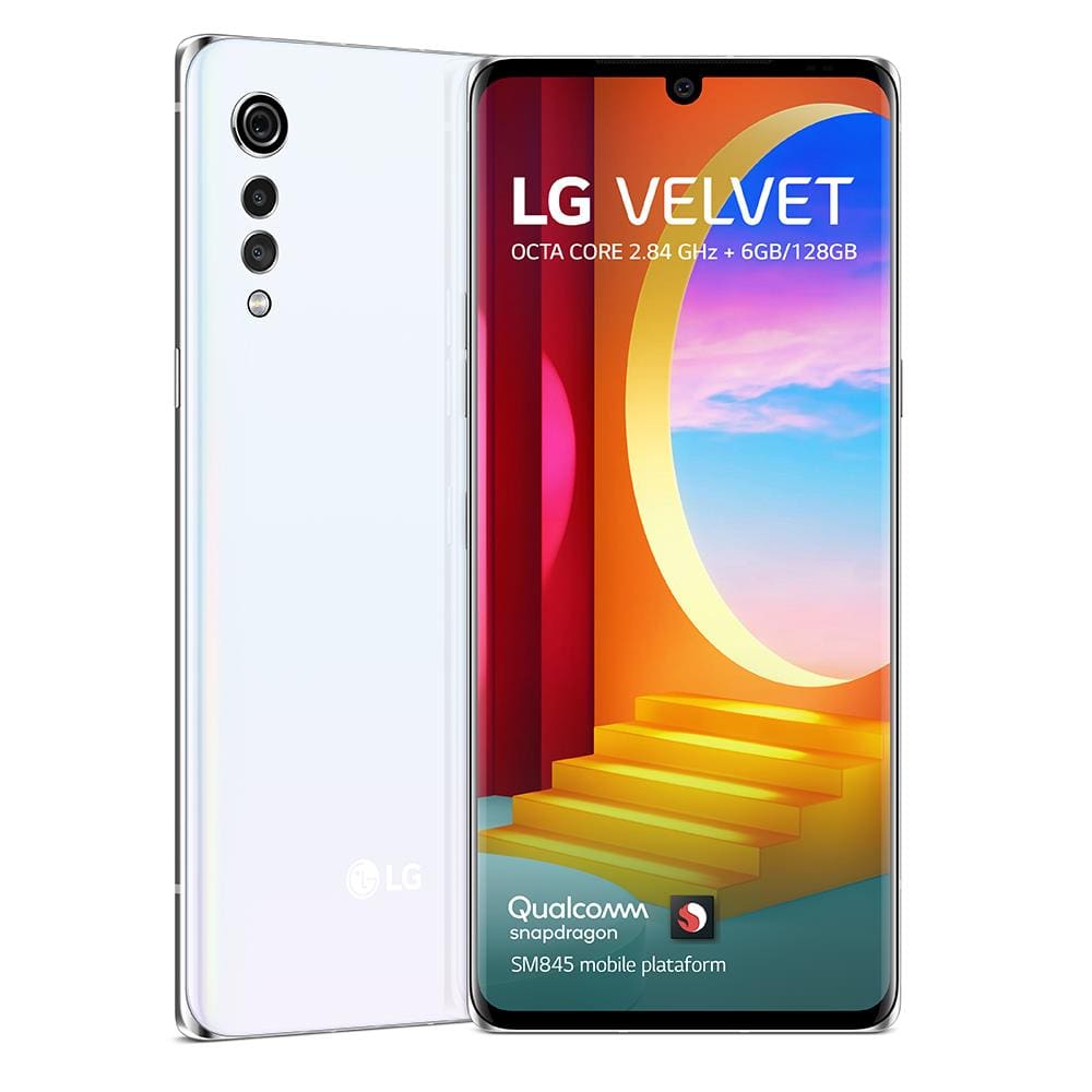 Smartphone LG Velvet Aurora White 128GB, 6GB RAM, Tela de 6.8”, Câmera Traseira Tripla, Android 10, Inteligência Artificial e Processador Octa-Core