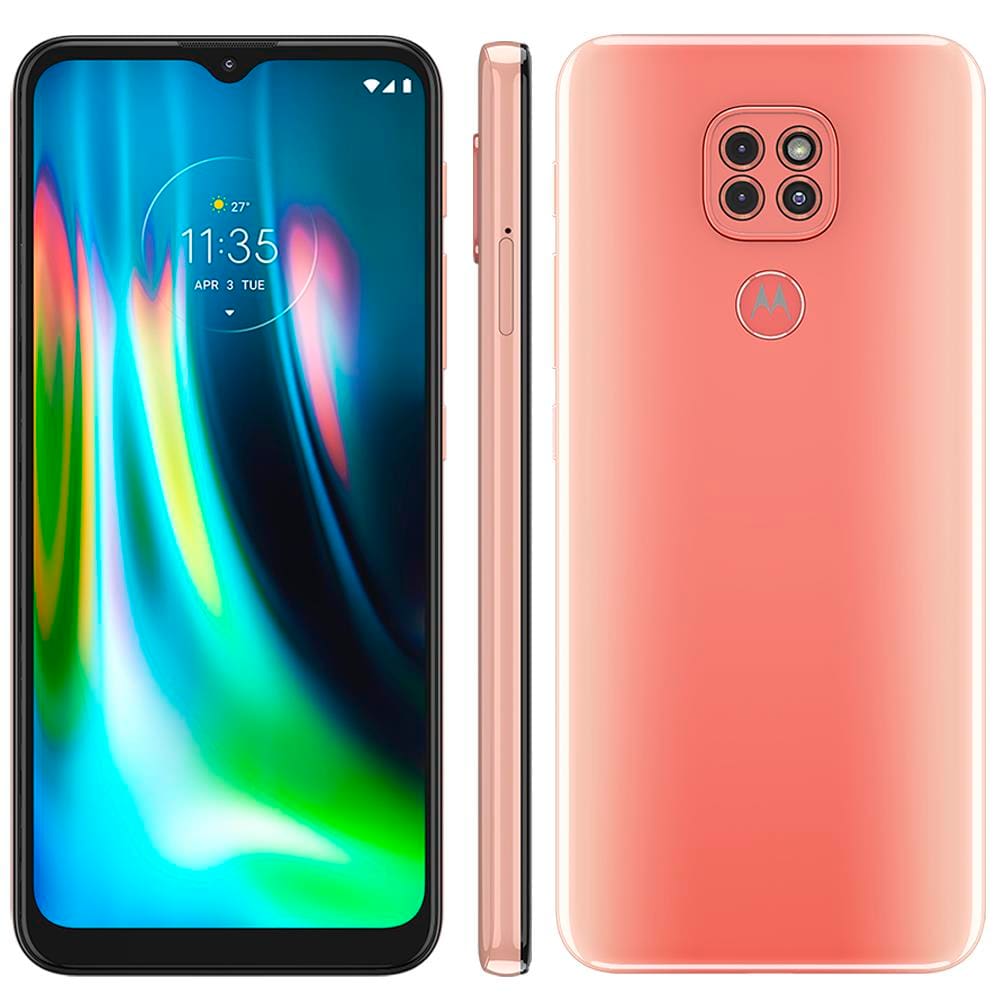Smartphone Motorola Moto G9 Play Rosa Quartzo 64GB, 4GB RAM, Tela de 6.5”,  Câmera Traseira Tripla, Android 10 e Processador Octa-Core | Casas Bahia