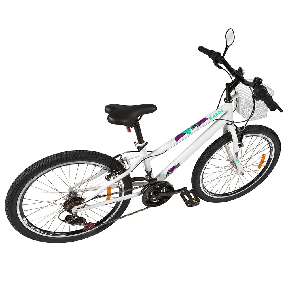 Bicicleta Caloi Ceci Aro 24 com 21 Marchas, Freio V-brake e Cesto Frontal -  Branca | Casas Bahia