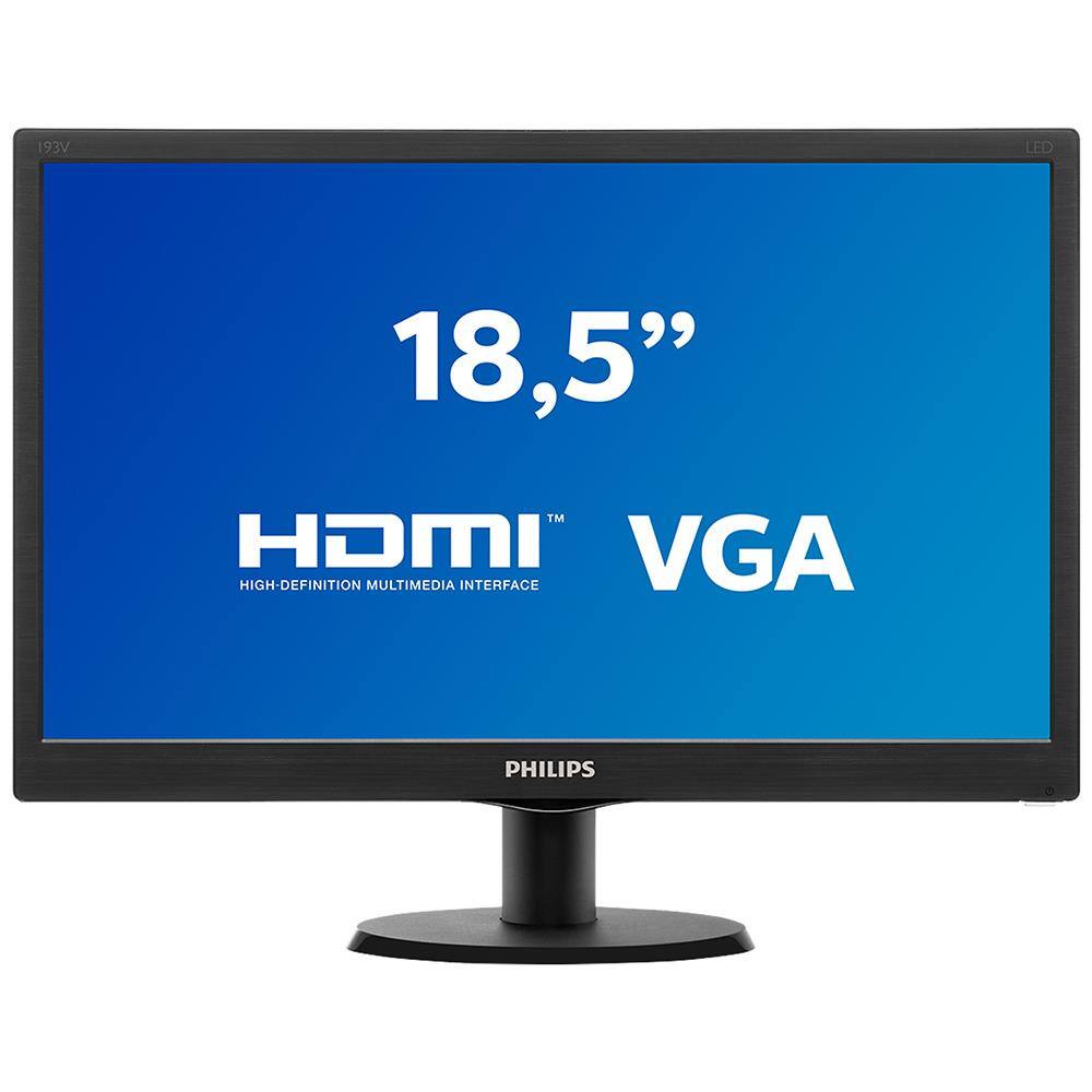 imagem-Monitor Philips 18.5” HD Widescreen HDMI VLine 193V5LHSB2