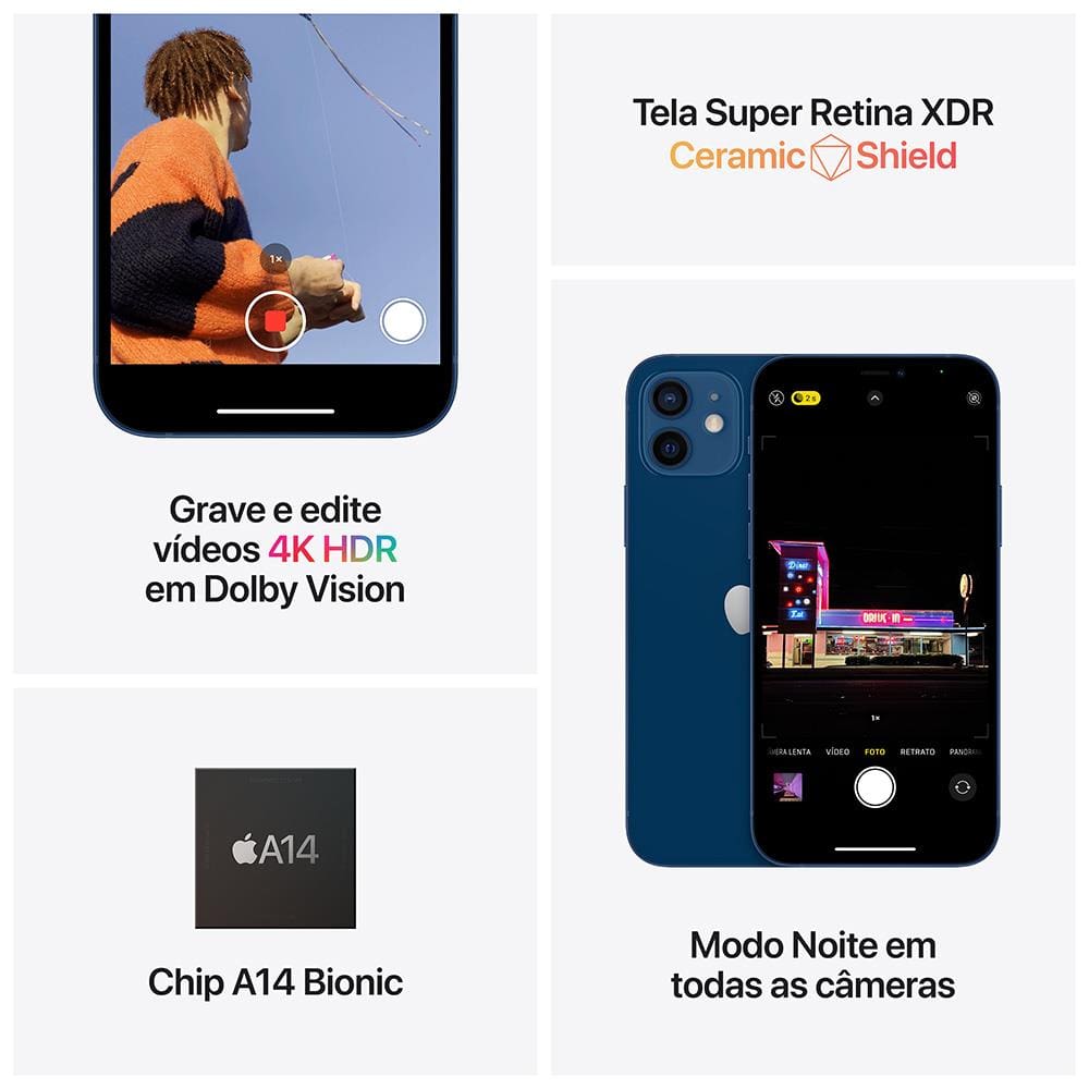 iPhone 12 mini Apple 256GB Preto | Casas Bahia