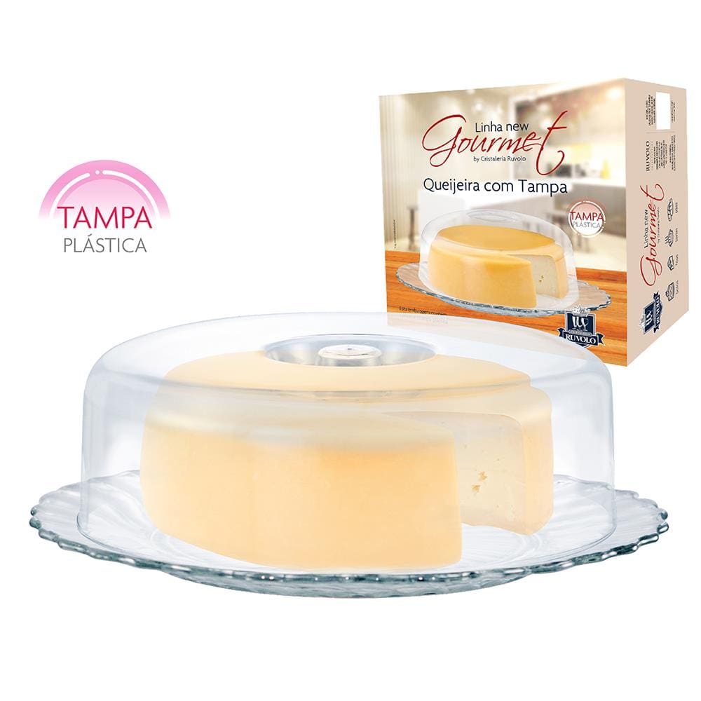 Queijeira Ruvolo em Vidro com Tampa Acrílico