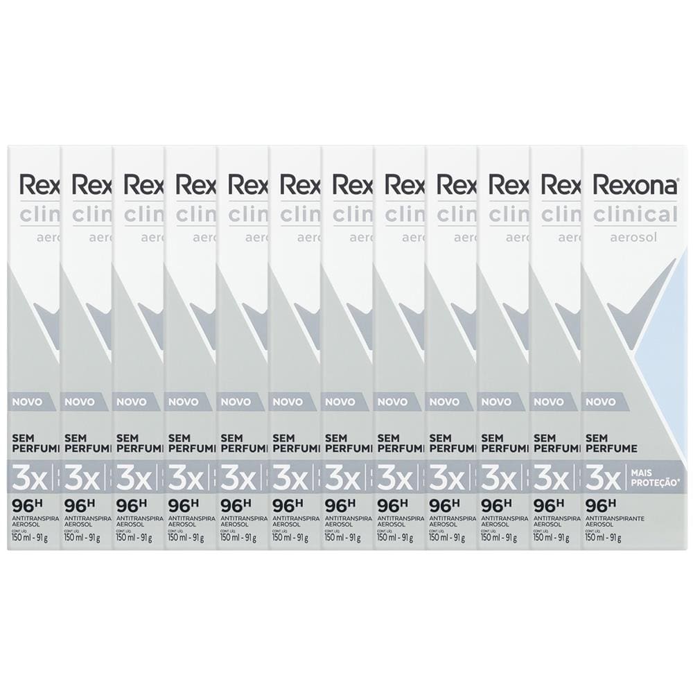 Antitranspirante Aerosol Rexona Clinical Sem Perfume 150ml - 12 Unidades