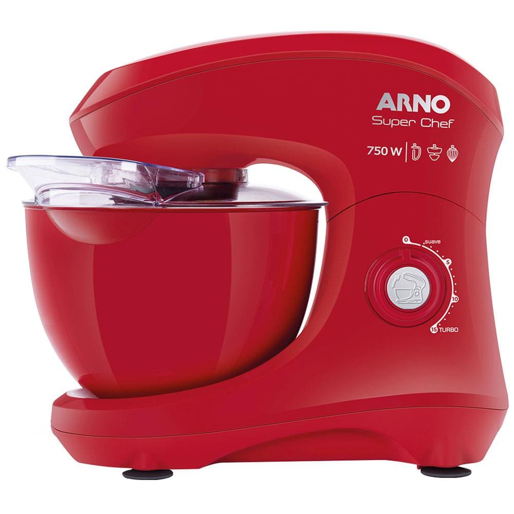 Batedeira Planetária Arno Super Chef KM02 com 15 Velocidades e 750W - Vermelha