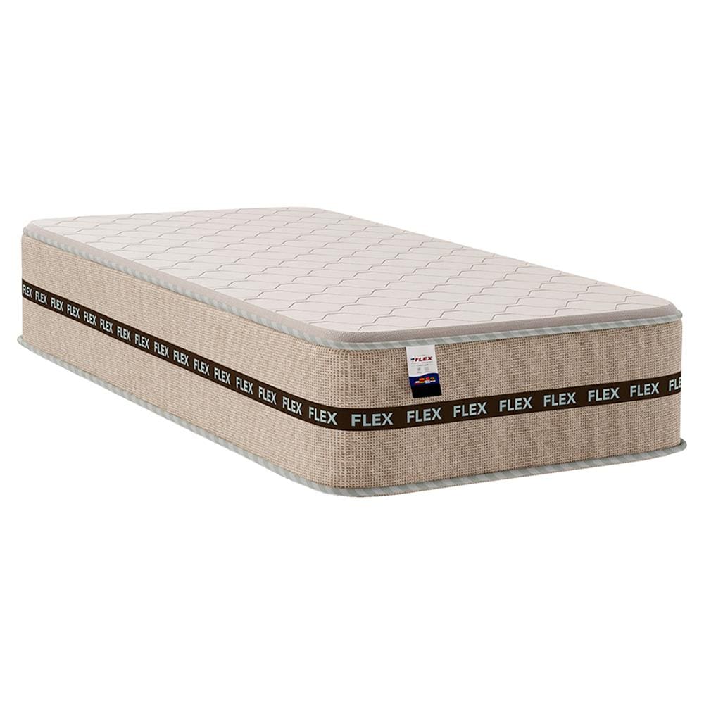Colchão de Solteiro Flex Longitude D26 com Pillow In e Molas Ensacadas 34x88x188 cm - Bege