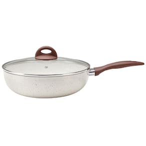 Wok com Tampa Brinox Ceramic Life Granada em Alumínio com Fundo de Indução e Revestimento Interno Cerâmico 28 cm – Vanilla