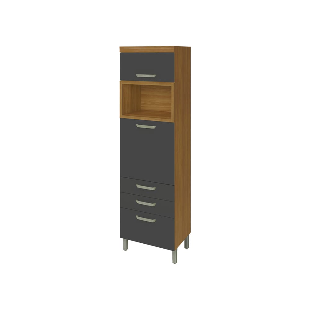 Paneleiro Nesher Princesa 2 Portas, 3 Gavetas e Prateleiras – 64cm - Freijo/Grafite
