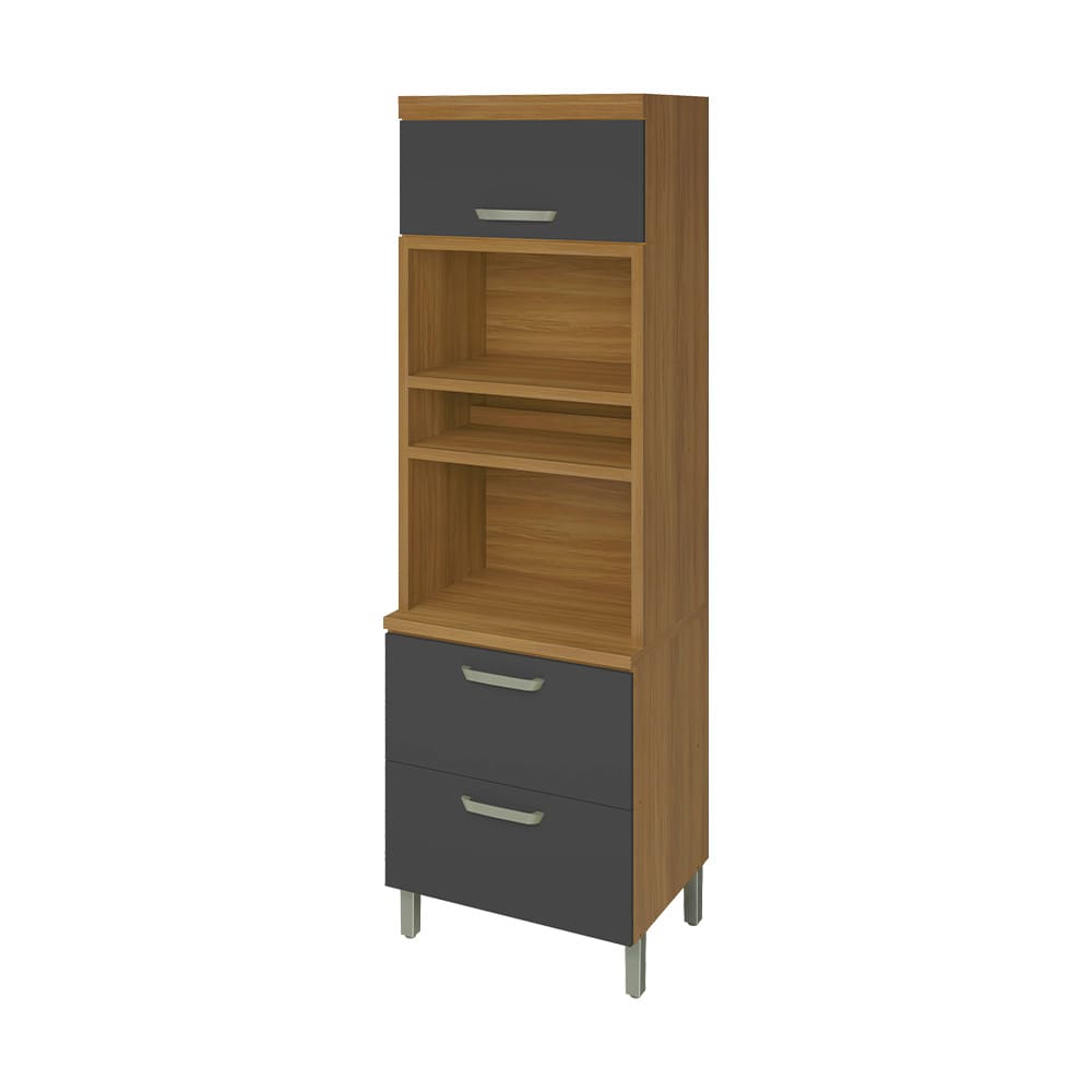 Paneleiro Nesher Princesa 2 Portas 1 Gaveta – 70cm - Freijo/Grafite