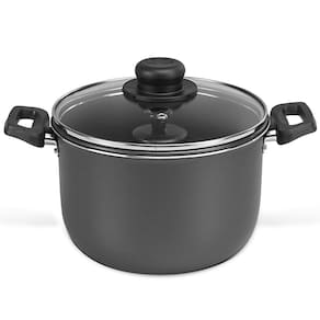 Conjunto Caçarola e Forma para Pudim Multiflon em Alumínio com Revestimento Antiaderente 7 Camadas, Tampa de Vidro e Alças em Baquelite – 24 cm