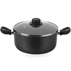 Caçarola Multiflon Gourmet em Alumínio com Revestimento Antiaderente 7 Camadas, Tampa de Vidro com Saída de Vapor e Alças em Baquelite Grafite - 26 cm