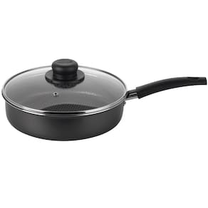 Frigideira Alta Multiflon em Alumínio com Revestimento Antiaderente e Tampa de Vidro com Saída de Vapor 22 cm – Grafite