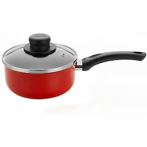 Panela Multiflon Páprika em Alumínio com Revestimento Antiaderente e Tampa de Vidro com Saída de Vapor 18 cm – Vermelha