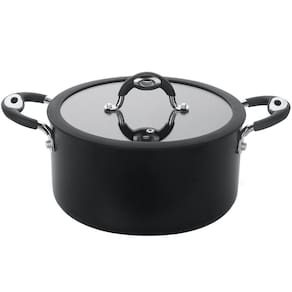 Caçarola Multiflon Dom em Alumínio com Revestimento Antiaderente 7 Camadas, Tampa de Vidro Temperado e Alças em Silicone – 30 cm