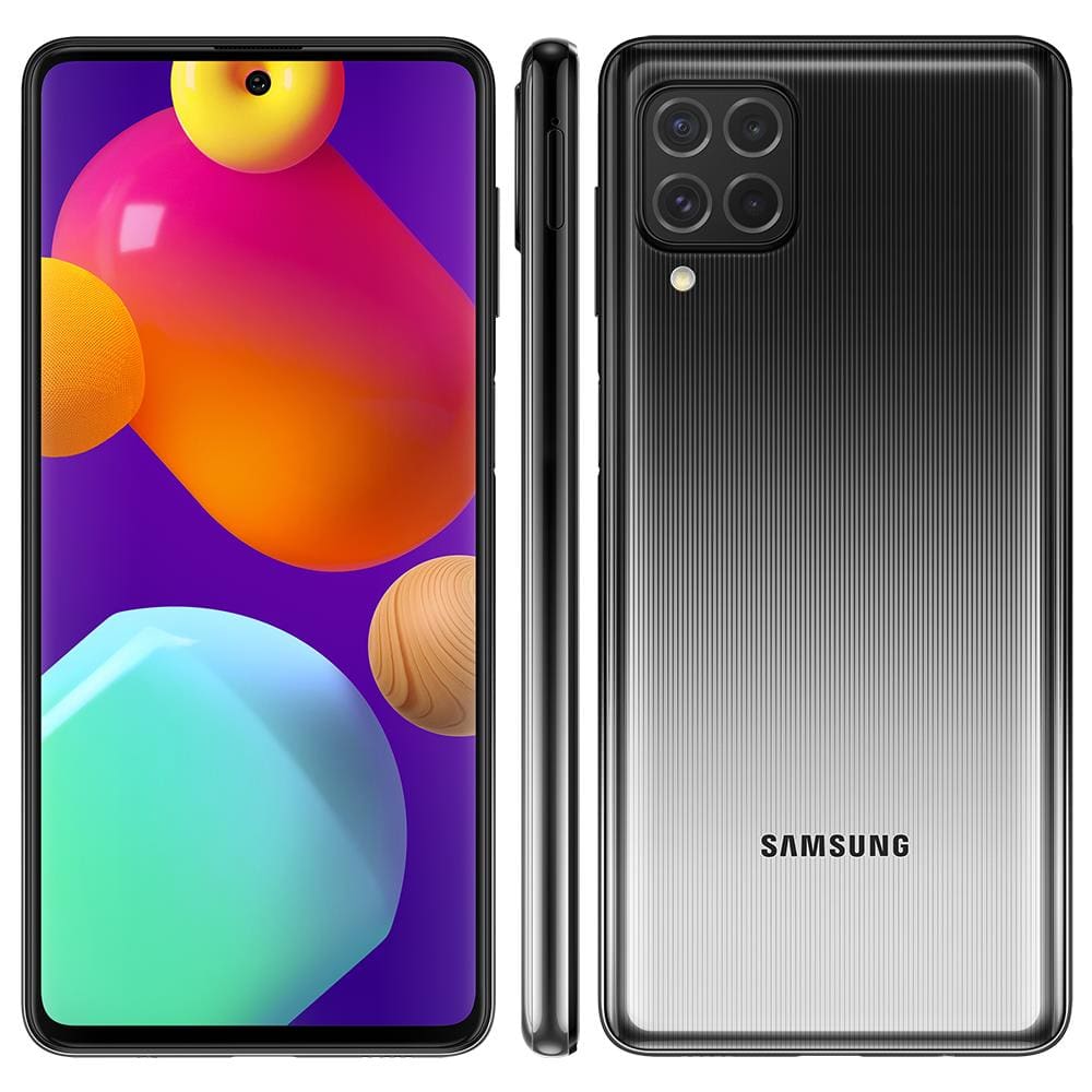 Smartphone Samsung Galaxy M62 Preto 128GB, 8GB RAM, Câmera Quádrupla, Selfie de 32MP, Tela Infinita de 6.7, Octa Core, Bateria de 7000mAh e Dual Chip